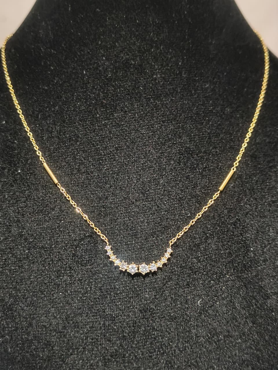Gold-Plated Crystal Bar Necklace | Elegant Fashion Jewellery