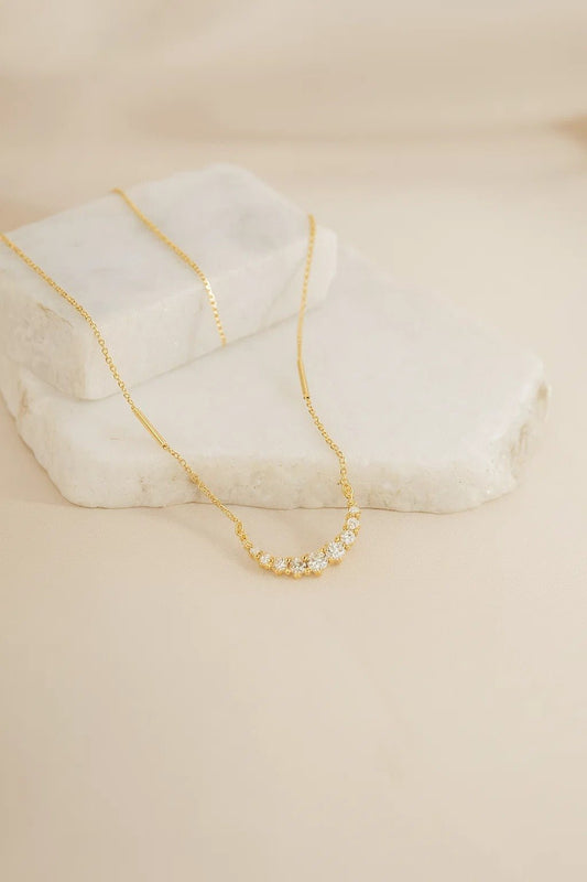 Gold-Plated Crystal Bar Necklace | Elegant Fashion Jewellery