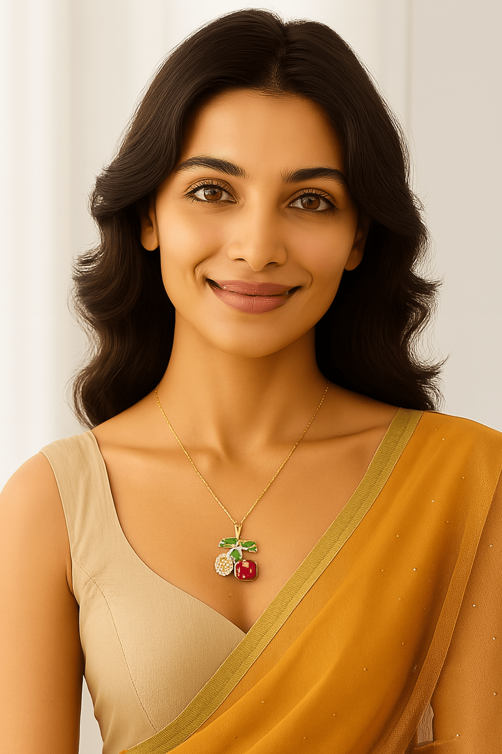 Gold-Plated Cherry Pendant Necklace