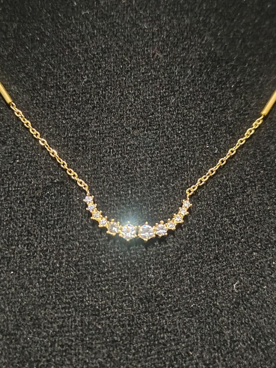 Gold-Plated Crystal Bar Necklace | Elegant Fashion Jewellery