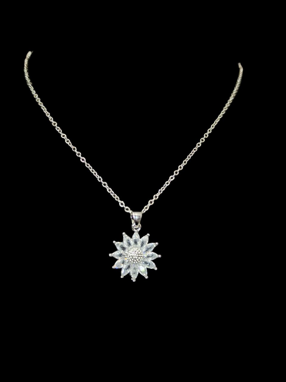Silver Flower Pendant Necklace