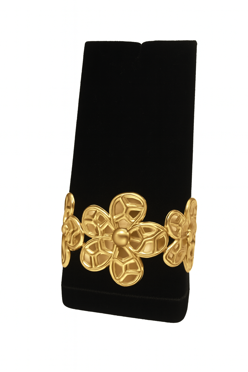 Gold-Plated Floral Cuff Bracelet