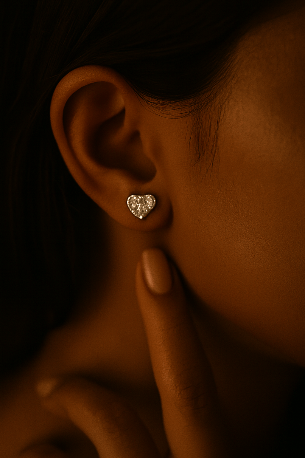 3-in-1 Heart Stud Earrings Set – Glitter, White Enamel & Silver Finish - ASTARRA