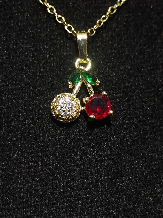 Gold-Plated Cherry Pendant Necklace