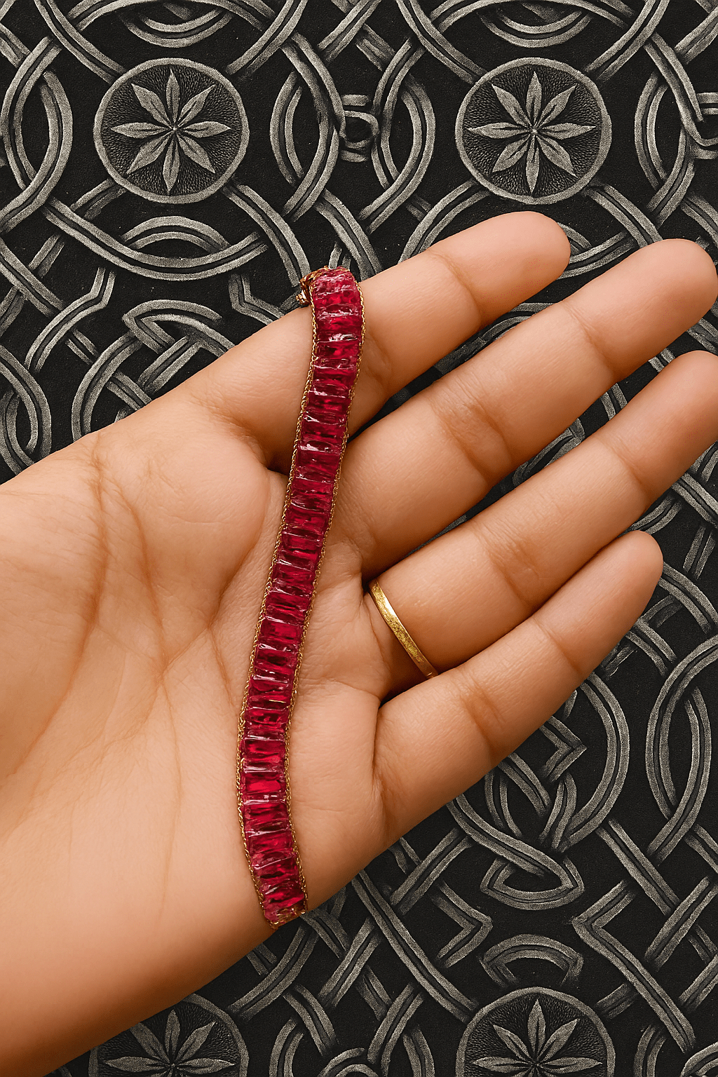 gold-plated pink stone bracelet