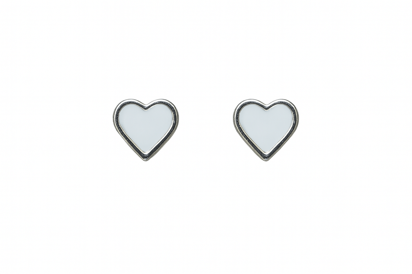 3-in-1 Heart Stud Earrings Set – Glitter, White Enamel & Silver Finish - ASTARRA