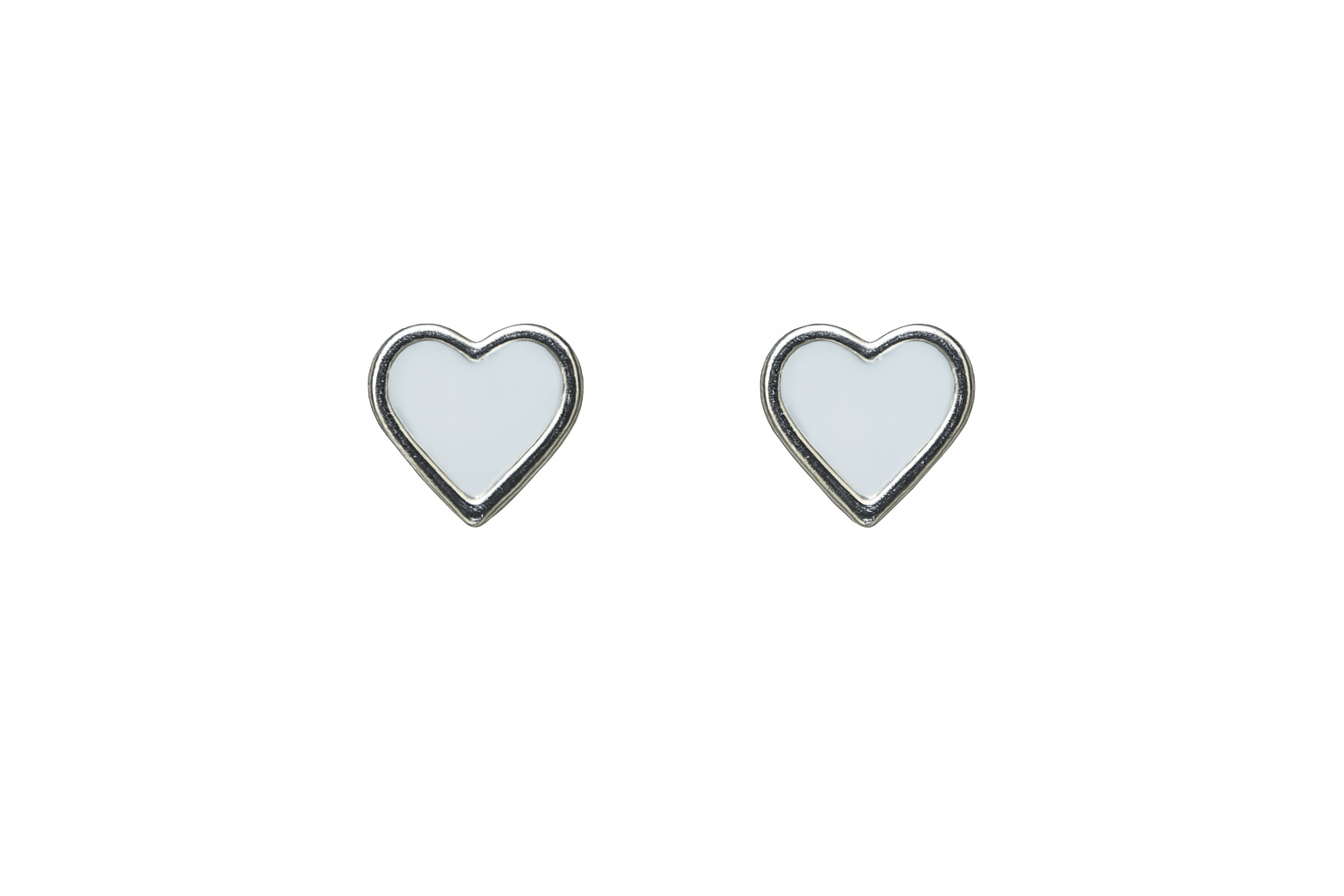 3-in-1 Heart Stud Earrings Set – Glitter, White Enamel & Silver Finish - ASTARRA