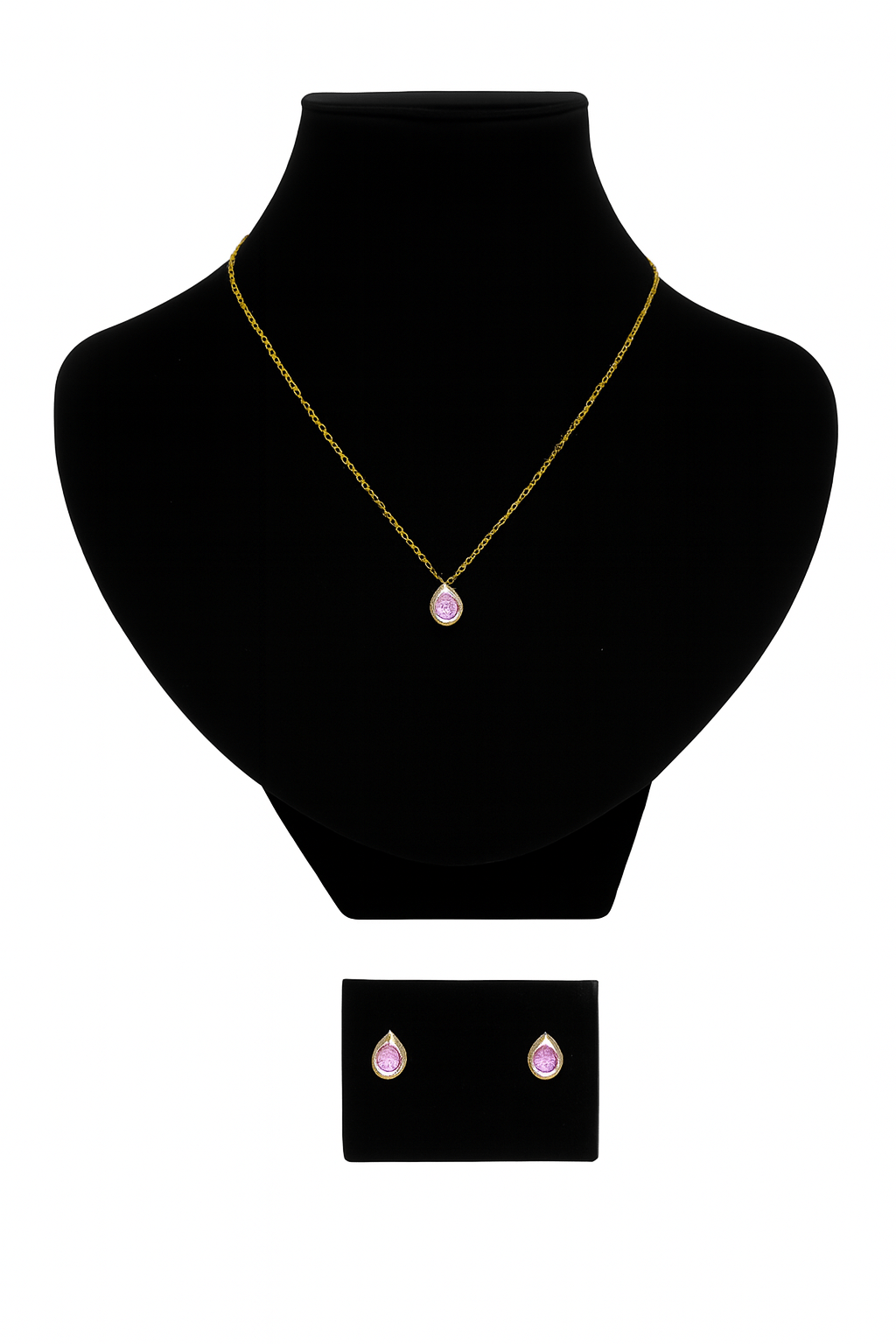 Pink Teardrop Pendant & Earrings Set | Elegant Jewellery Gift
