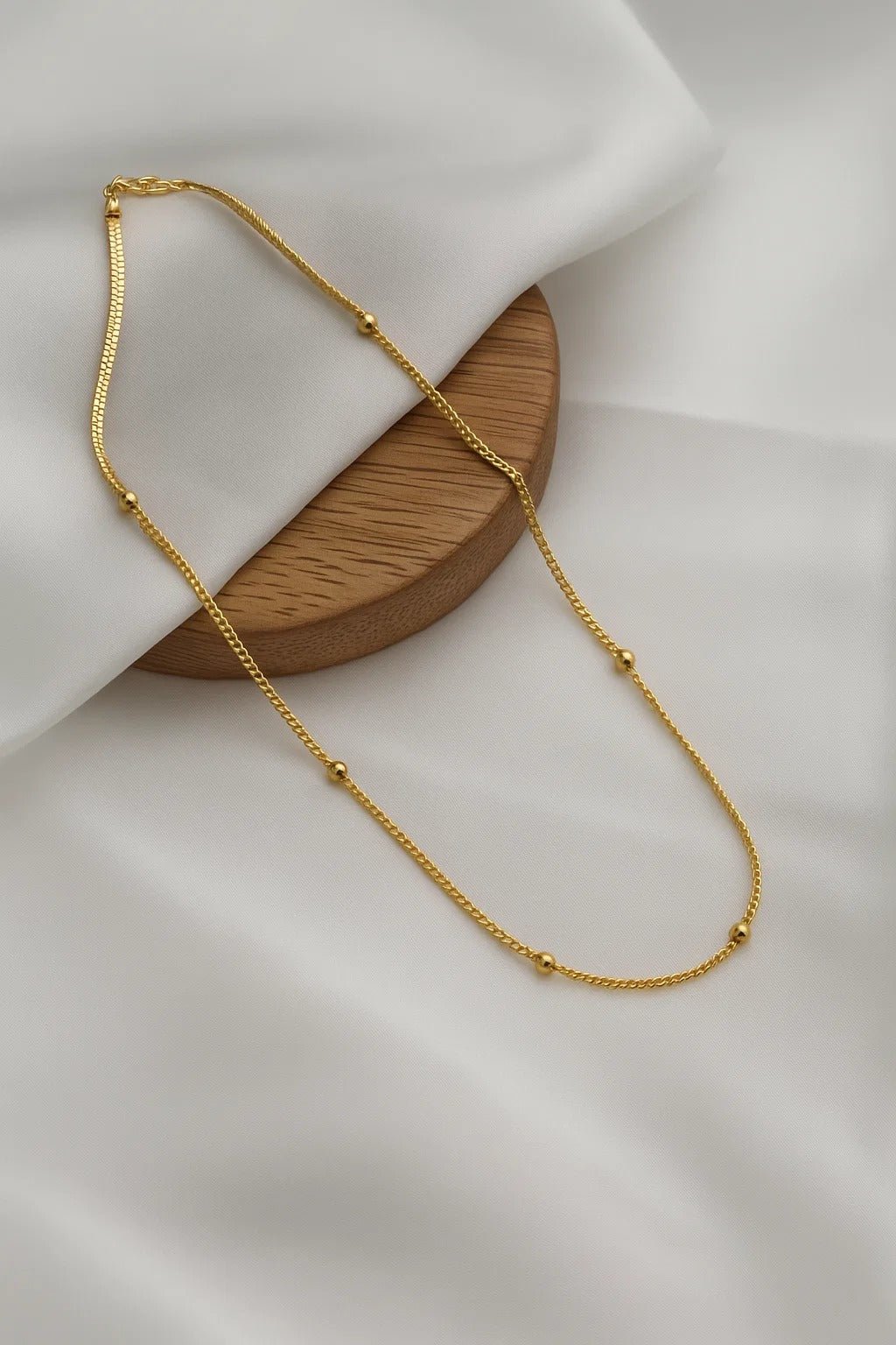 Gold-Plated Bead Chain Necklace
