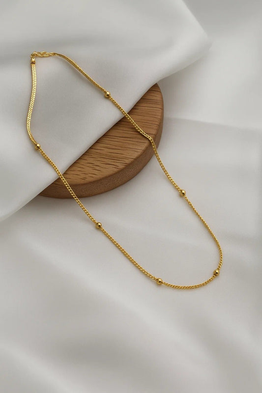 Gold-Plated Bead Chain Necklace