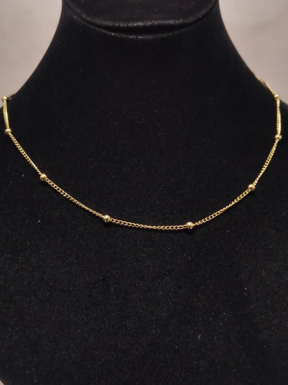 Gold-Plated Bead Chain Necklace