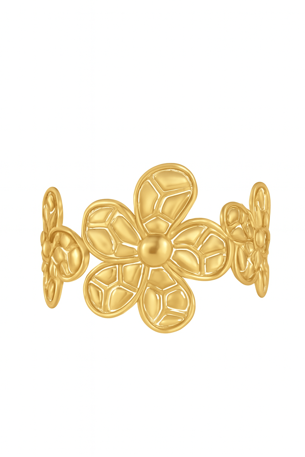 Gold-Plated Floral Cuff Bracelet