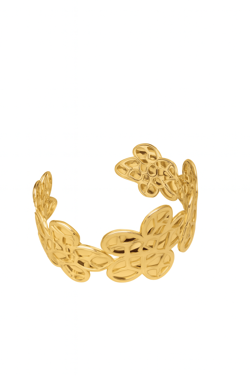 Gold-Plated Floral Cuff Bracelet