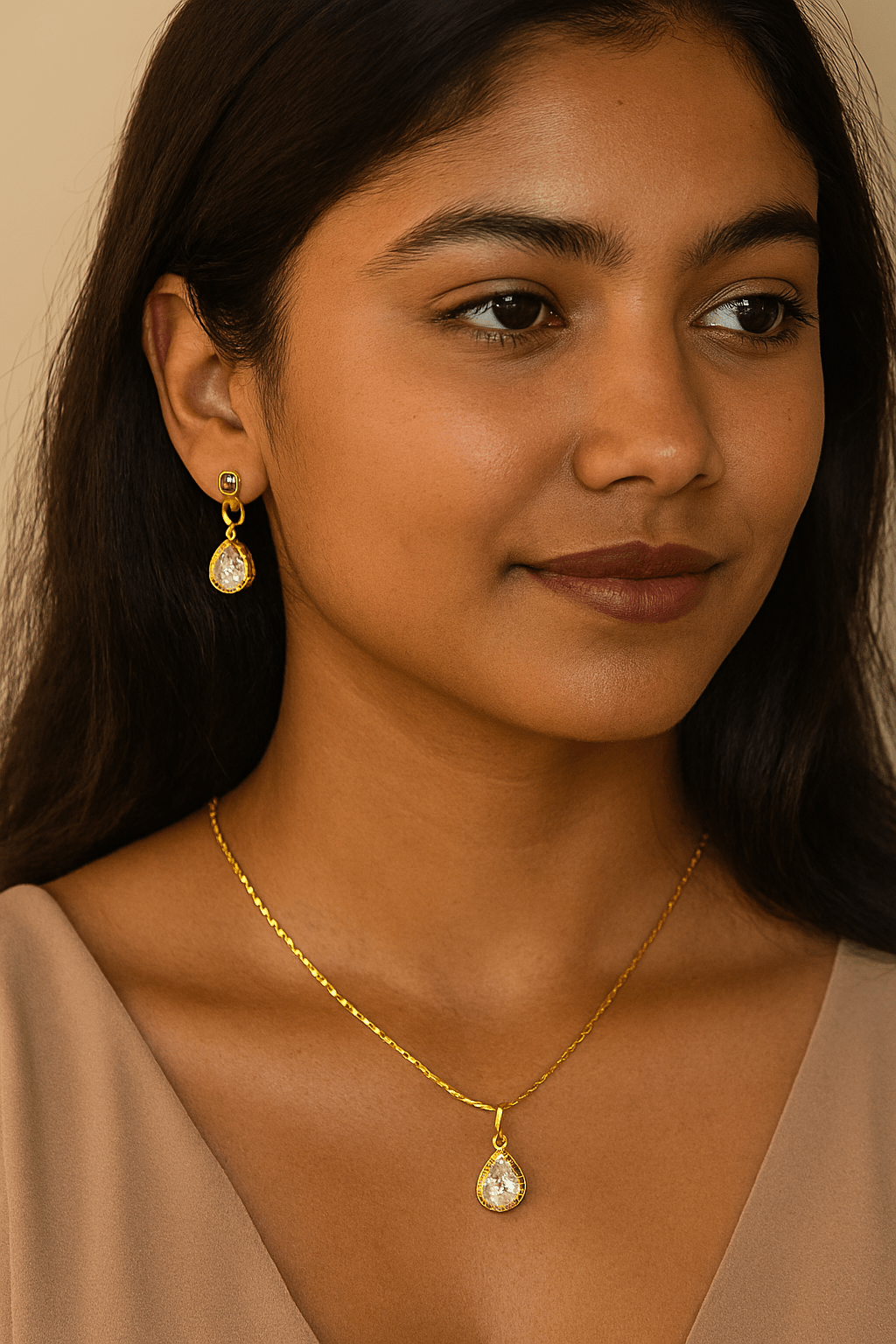 Gold-Plated Teardrop Pendant Necklace for Women | Astarra