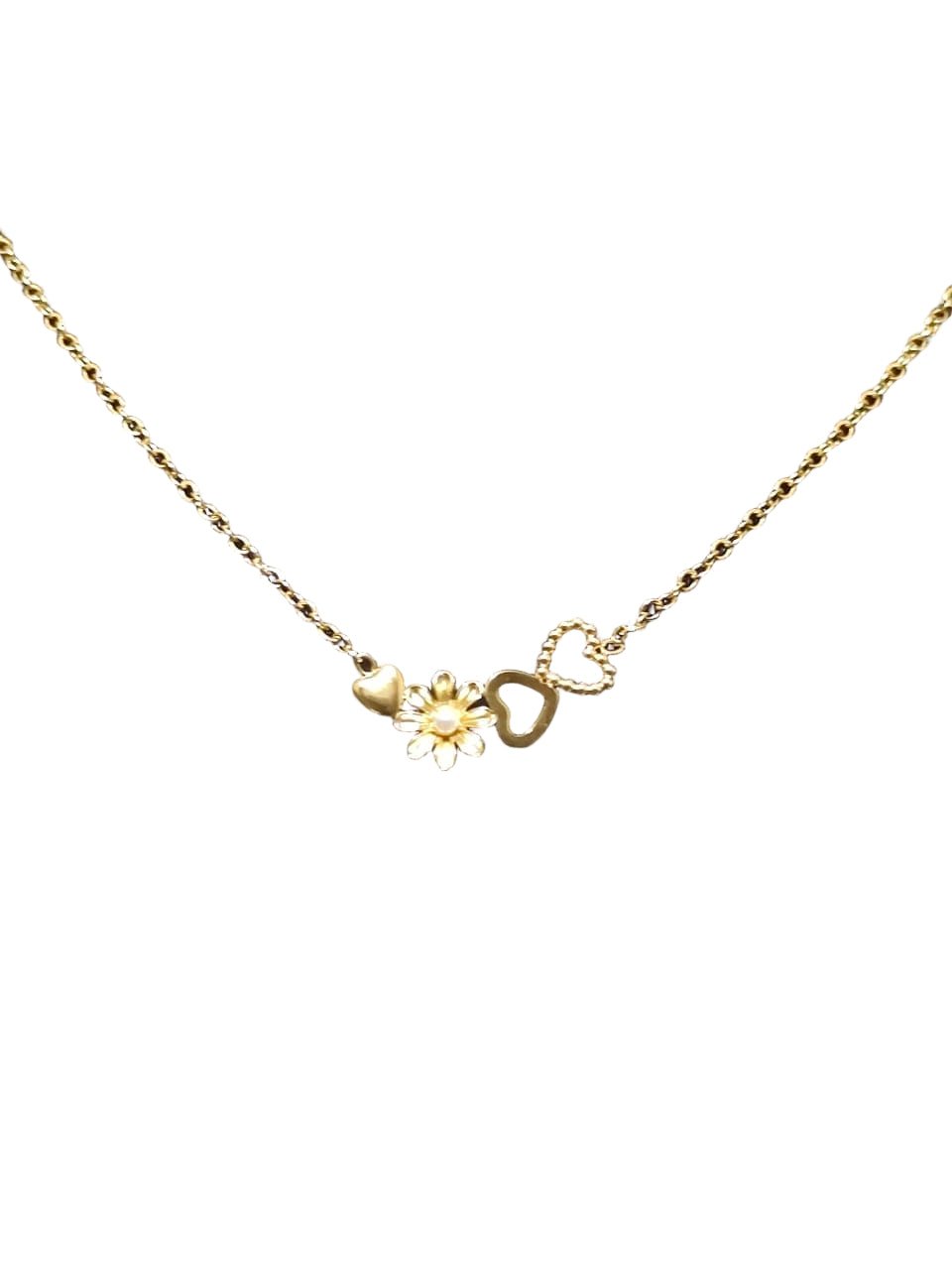Gold-Plated Heart &amp; Flower Necklace